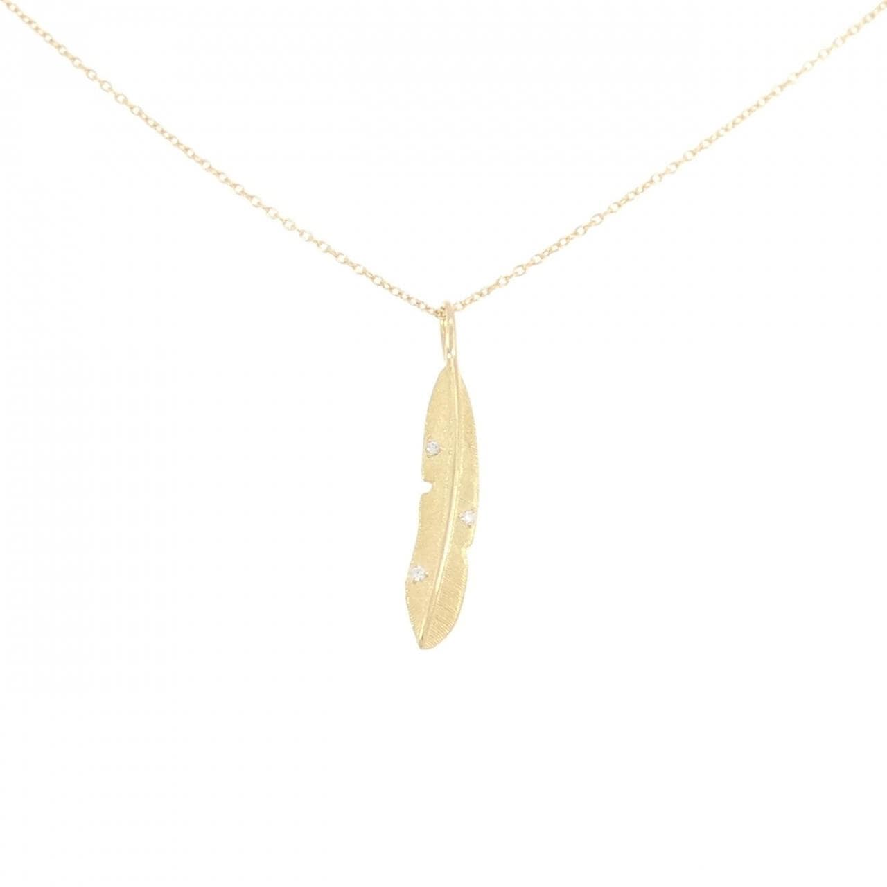 K18YG フェザー ダイヤモンド ネックレス 0.01CT