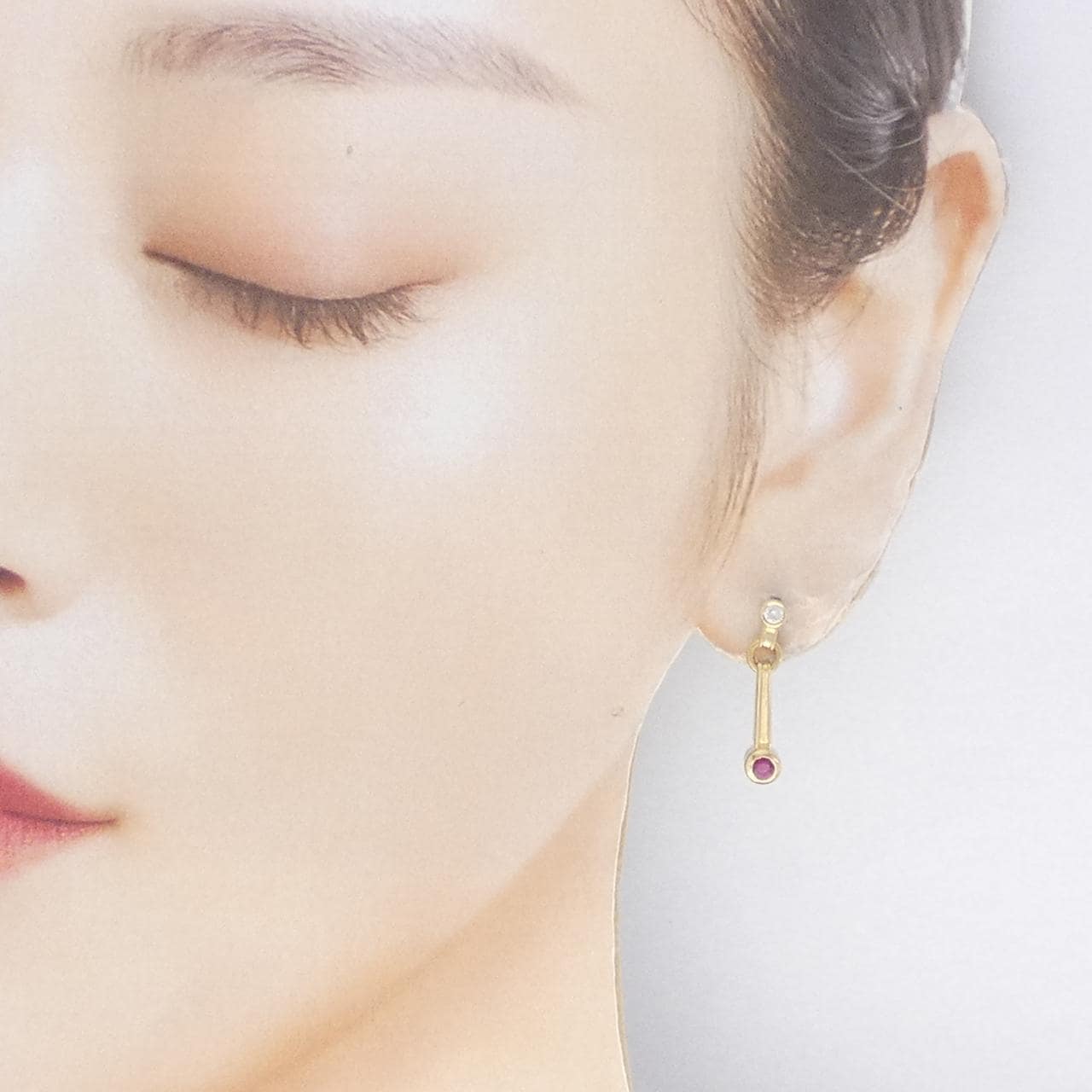 K18YG/K18WG ルビー ピアス 0.32CT