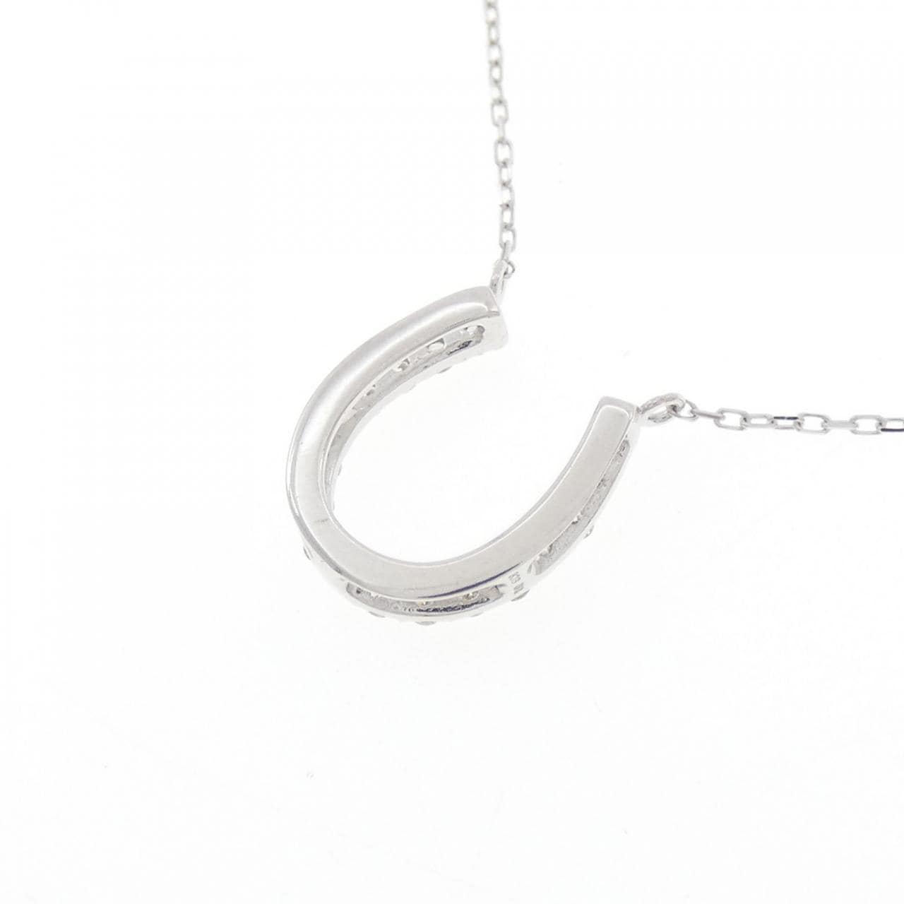 K18WG Horseshoe Diamond Necklace 0.20CT