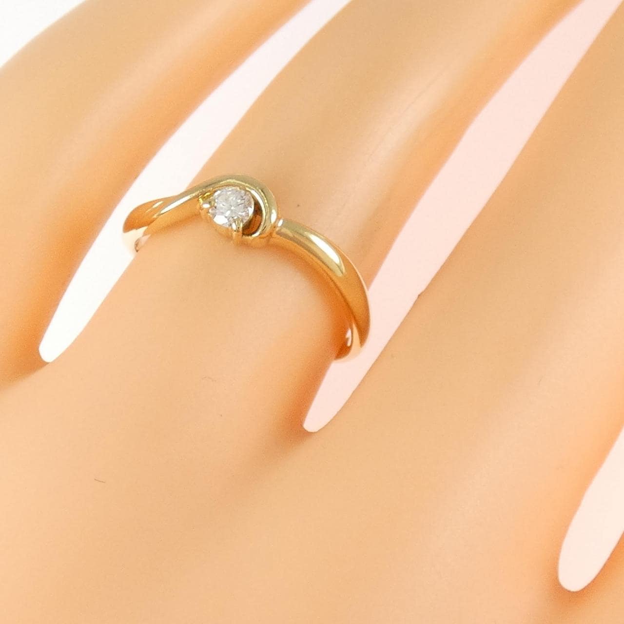 K18YG solitaire Diamond ring 0.09CT
