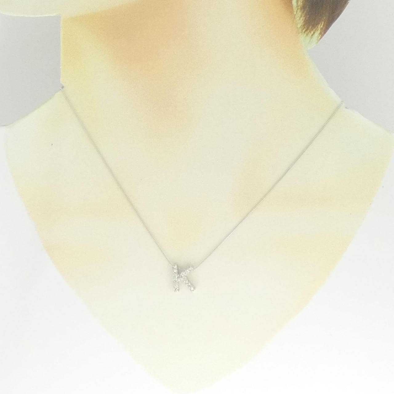 K18WG イニシャルK ダイヤモンド ネックレス 0.28CT