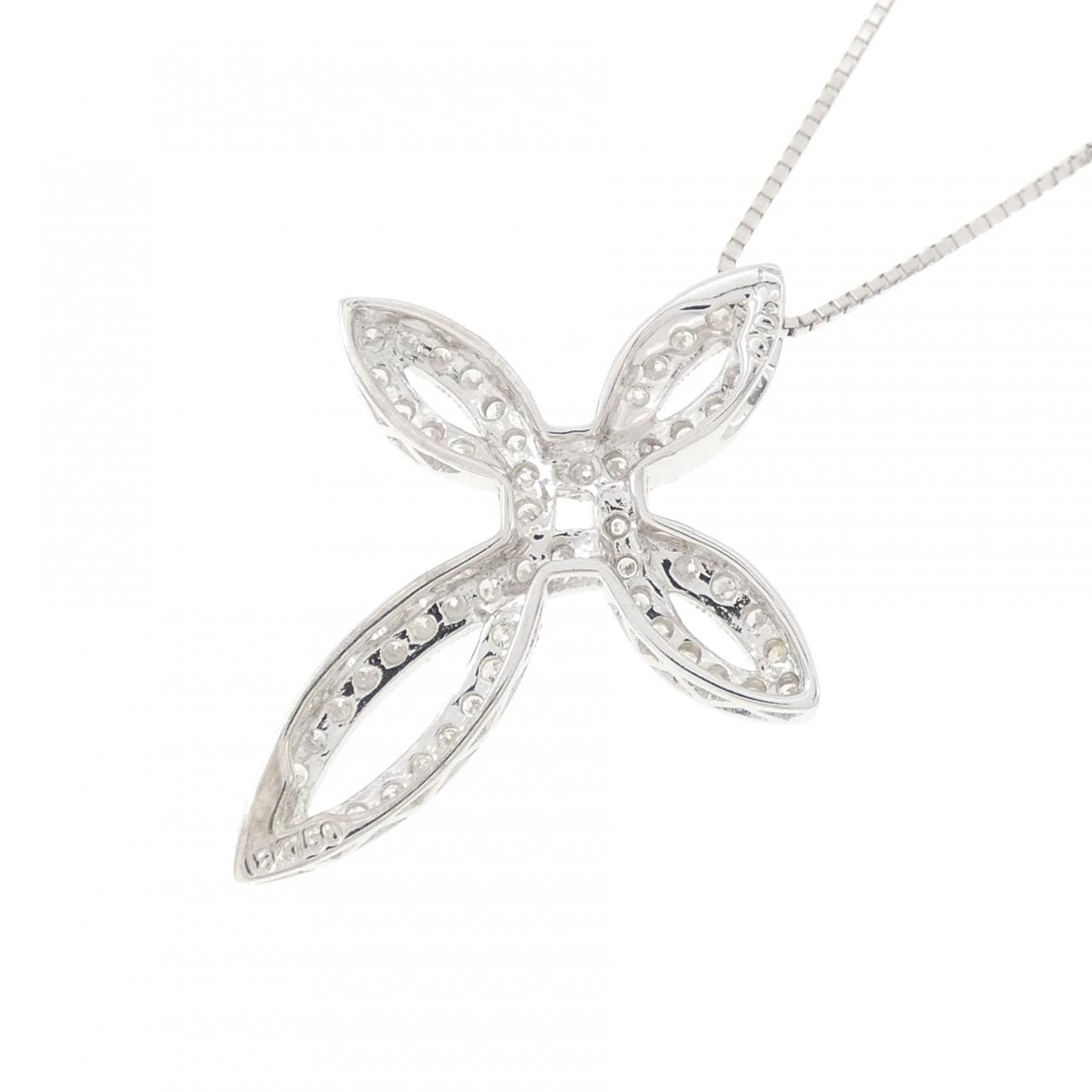 750WG/K18WG  クロス ダイヤモンド ネックレス 0.37CT