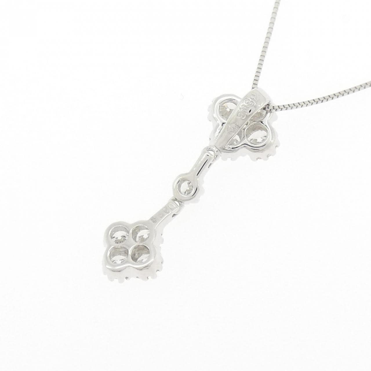 K18WG フラワー ダイヤモンド ネックレス 0.98CT