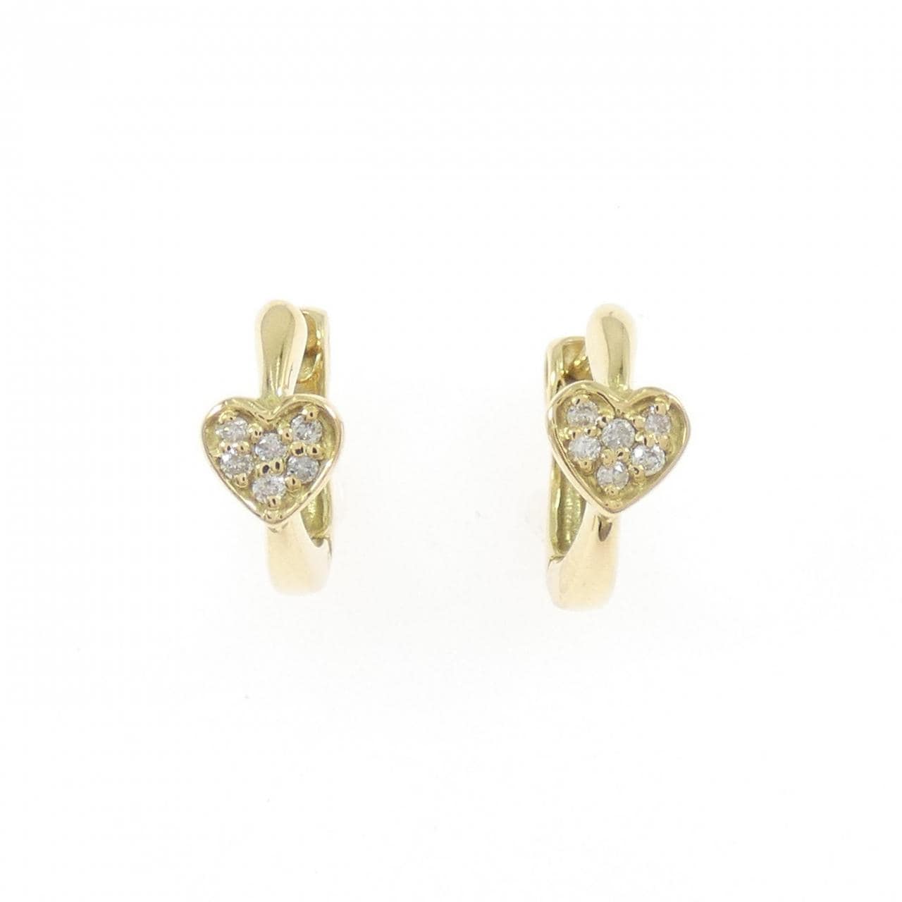 K18YG心形鑽石耳環，0.08克拉
