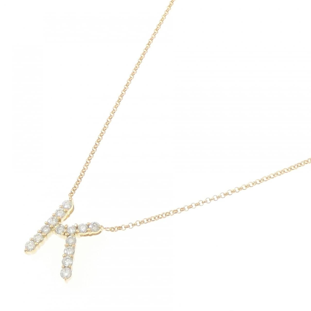 K18YG イニシャルK ダイヤモンド ネックレス 1.16CT