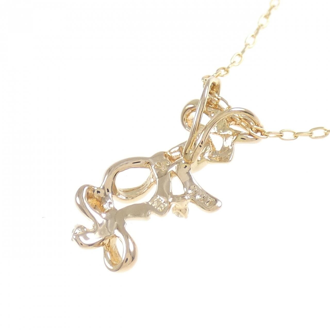 K18PG リボン ダイヤモンド ネックレス 0.01CT