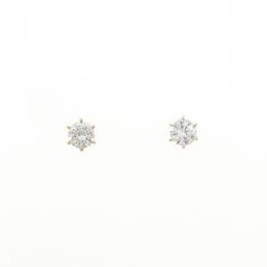 K18YG ソリティア ダイヤモンド ピアス 0.38CT