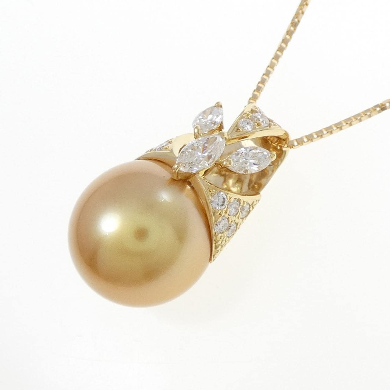 K18YG 白蝶パール ネックレス 12.3mm