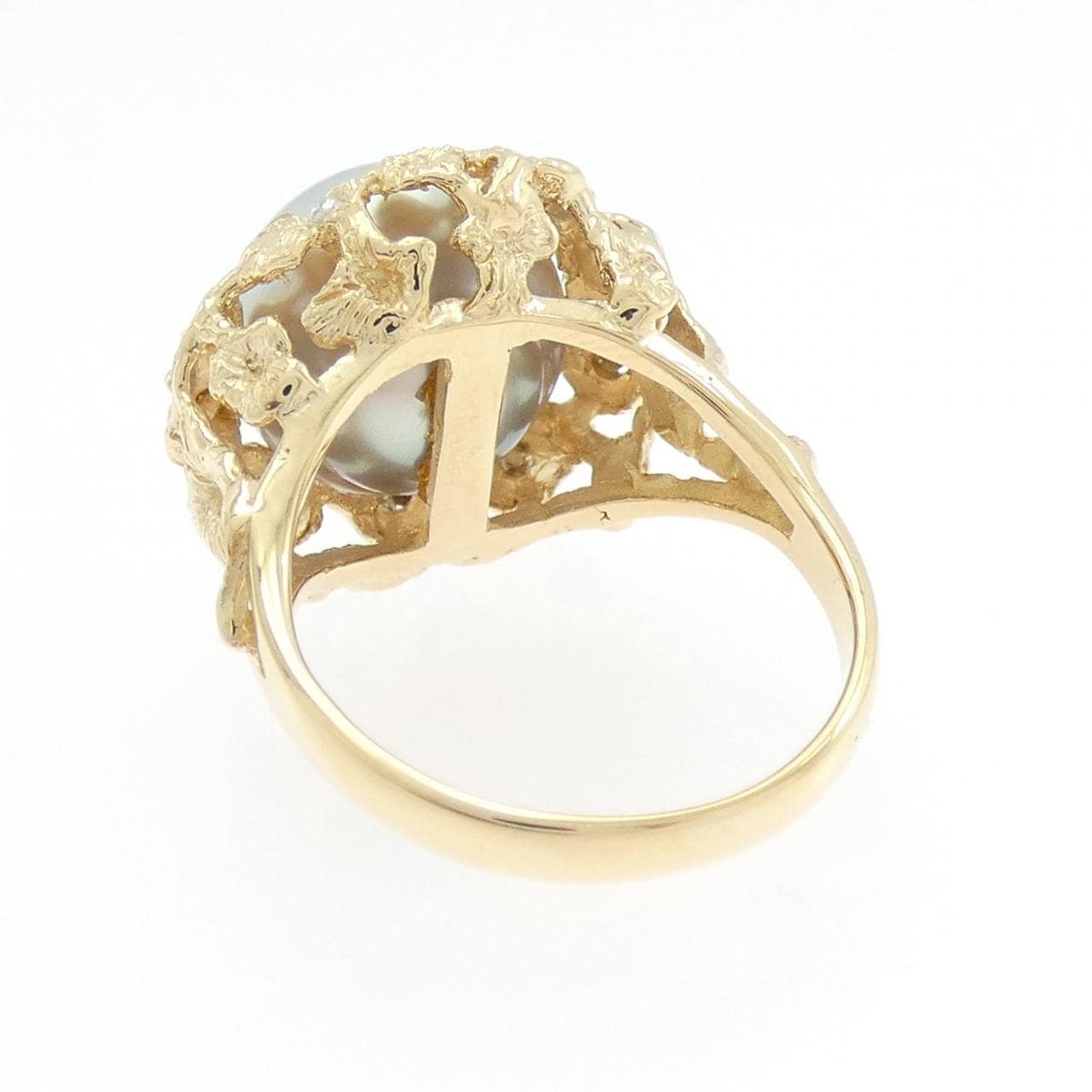 K18YG 黒蝶パール リング 11.5mm