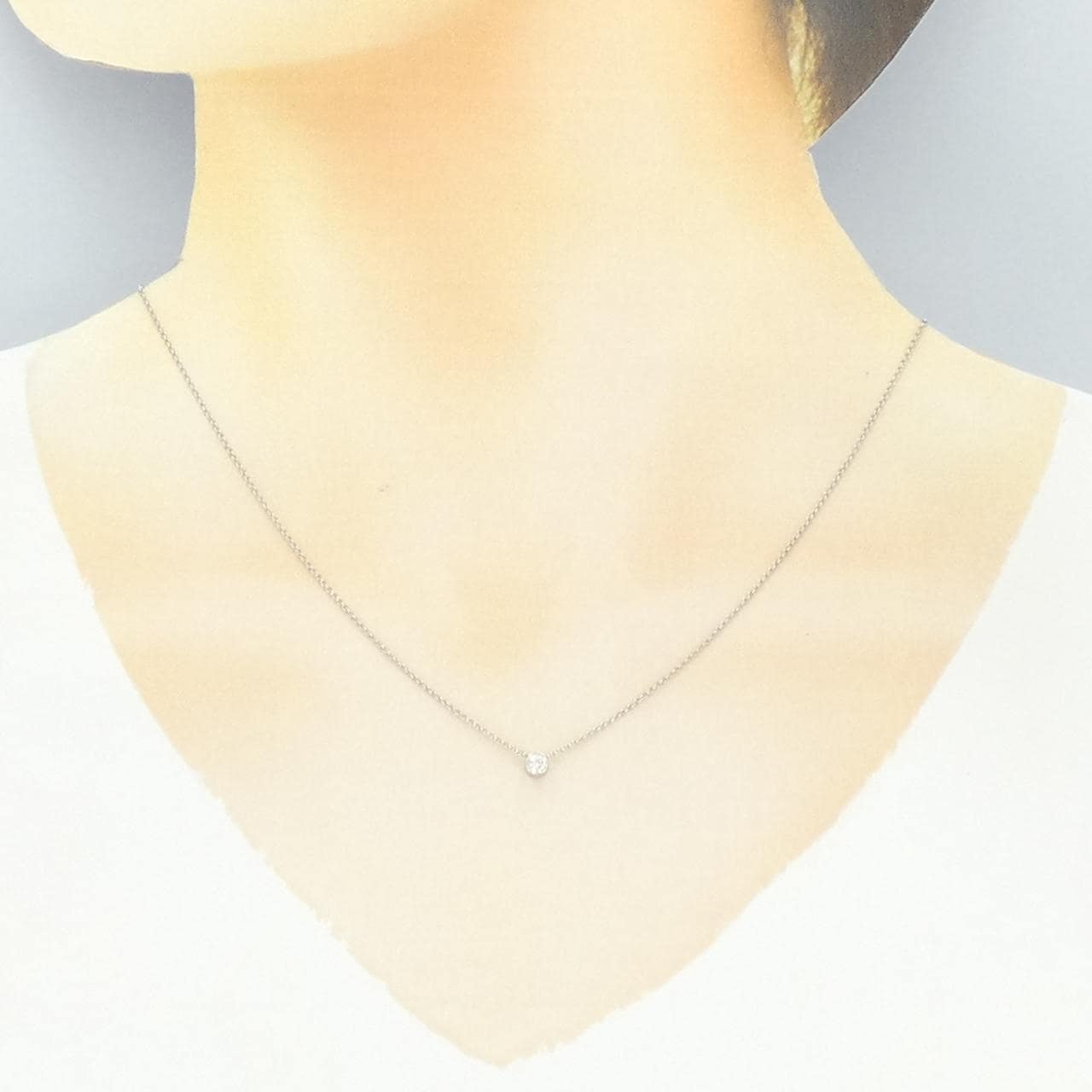 PT900/PT850 ソリティア ダイヤモンド ネックレス 0.12CT