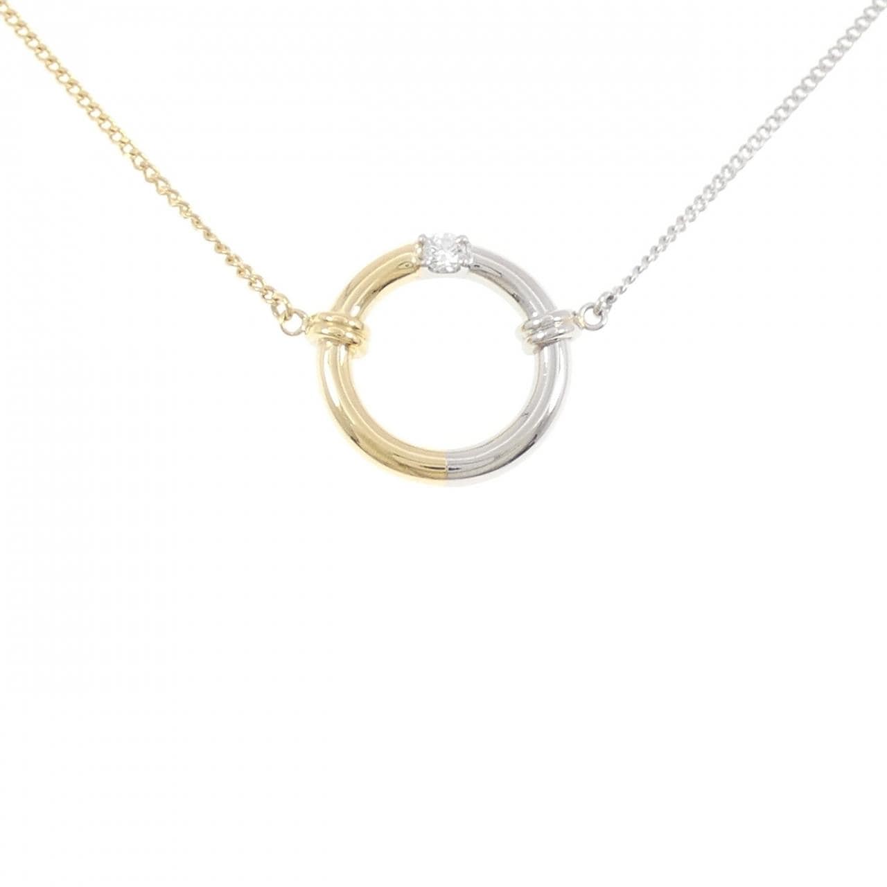 K18YG/PT900/PT850 ダイヤモンド ネックレス 0.10CT