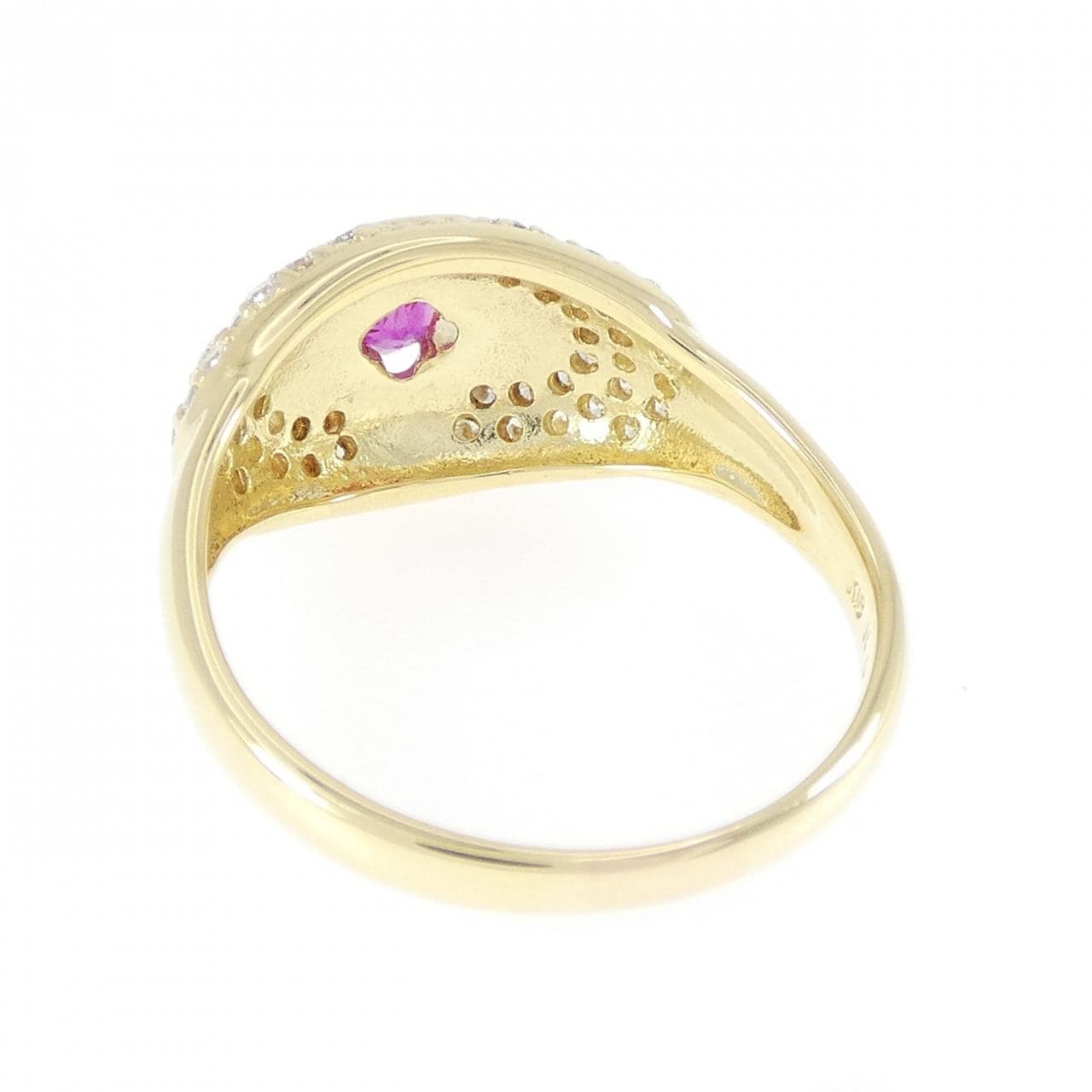 K18YG フラワー ルビー リング 0.23CT