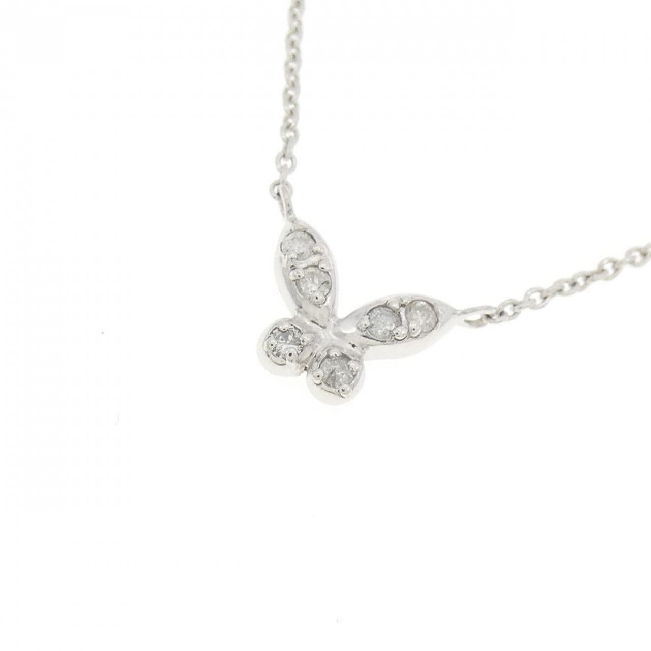 K18WG バタフライ ダイヤモンド ネックレス 0.05CT