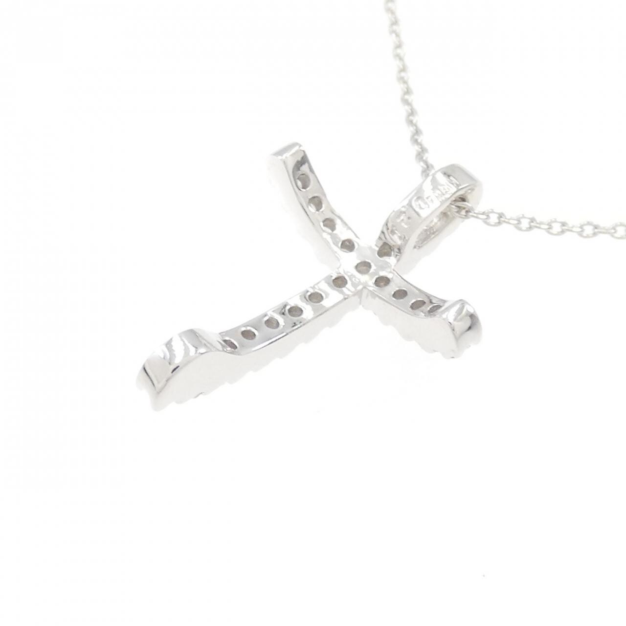 K18WG クロス ダイヤモンド ネックレス 0.21CT
