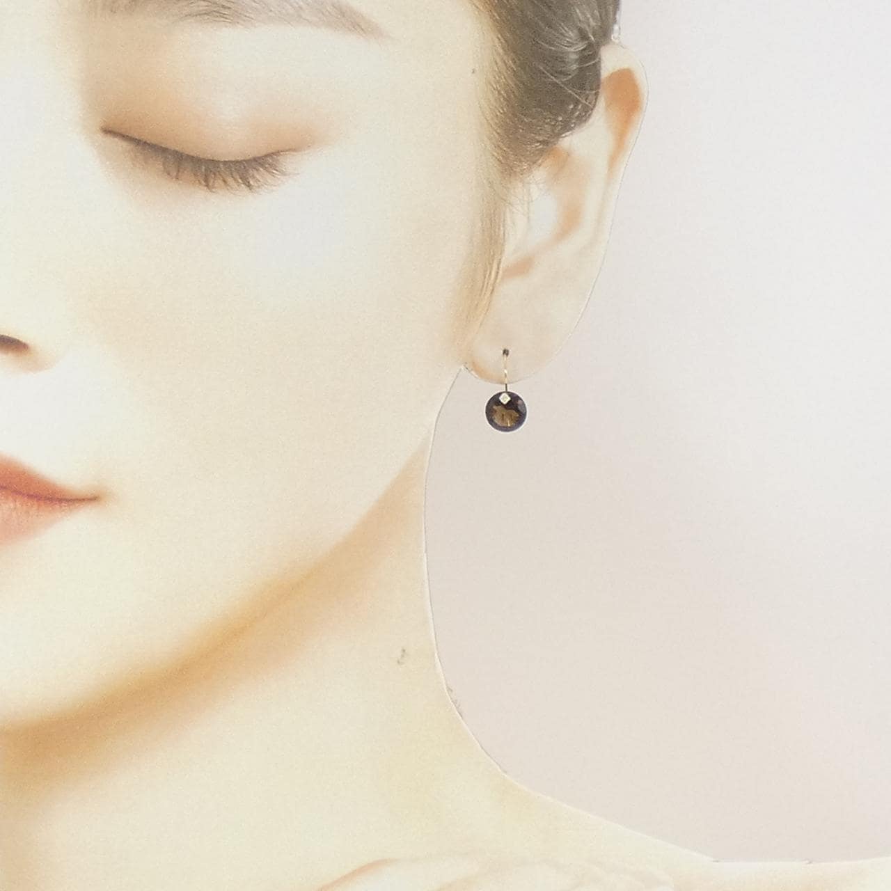 K18YG スモーキークオーツ ピアス