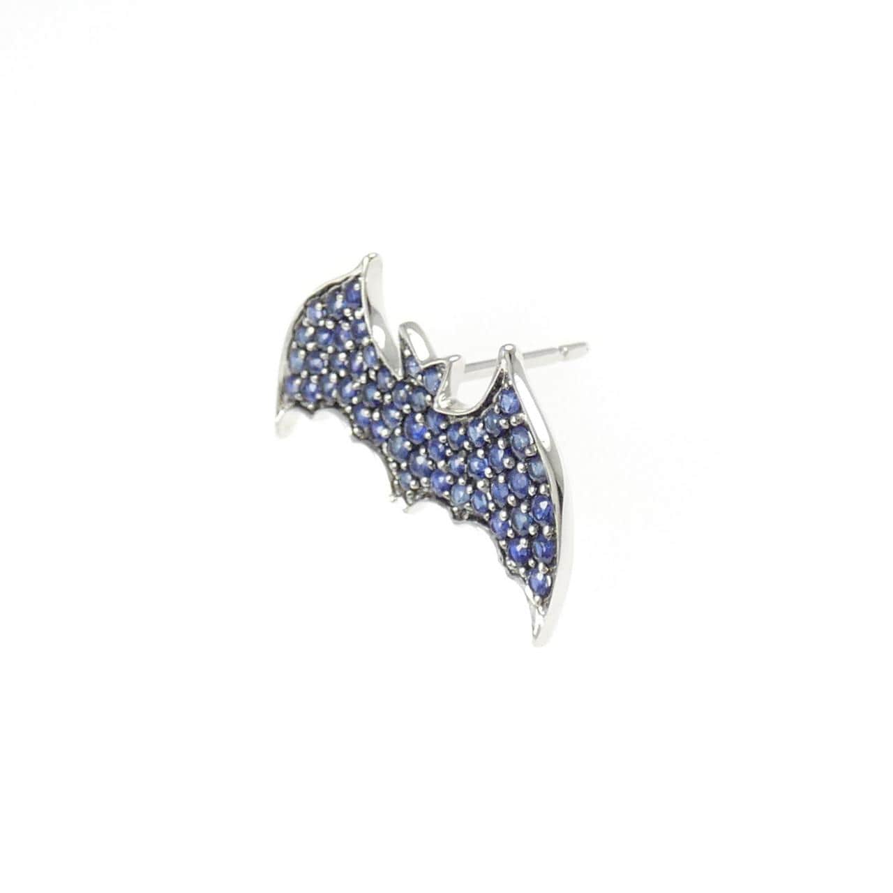 K18WG/K18BG コウモリ サファイヤ ピアス 0.72CT 片耳