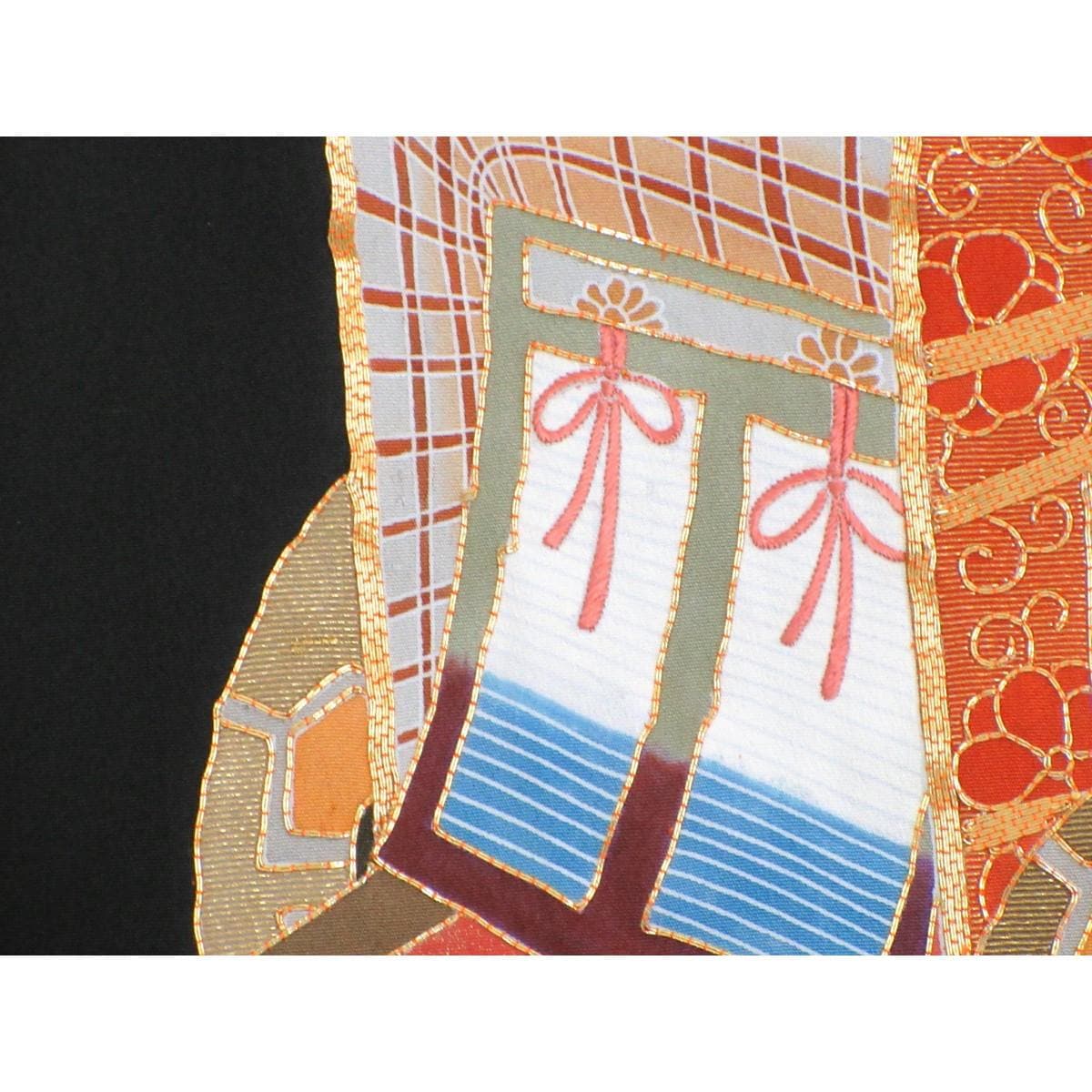 留袖　友禅金彩加工　金駒刺繍　丸に剣片喰　裄丈Ｓ寸