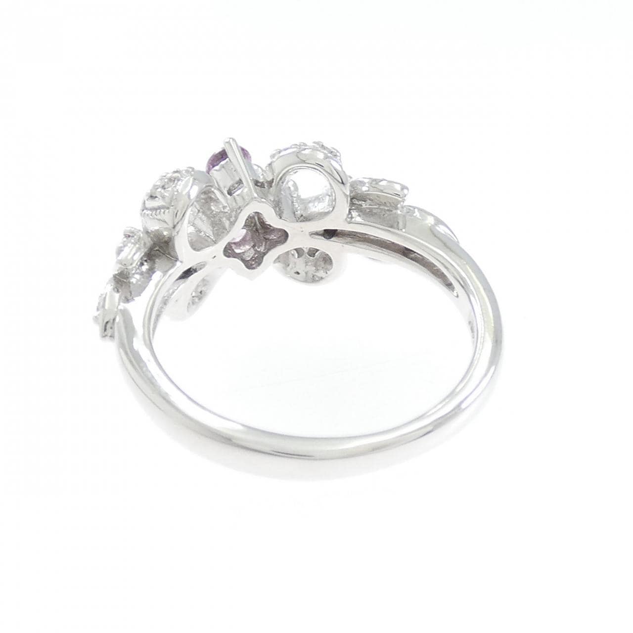 K18WG フラワー サファイヤ リング