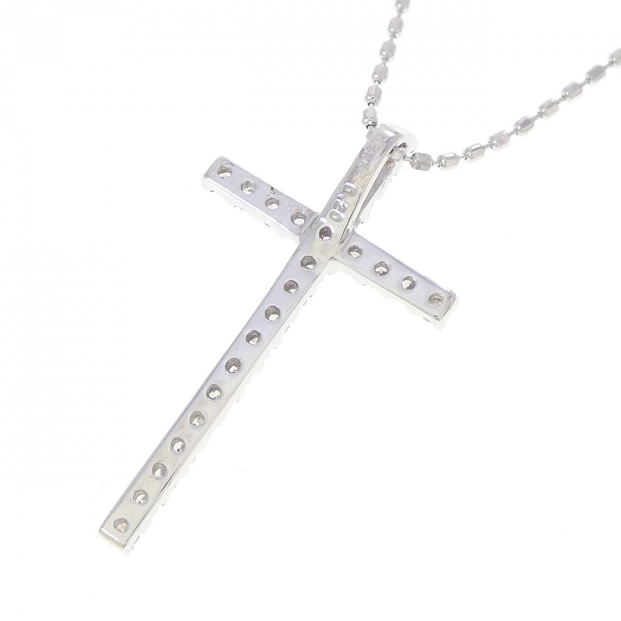 K18WG クロス ダイヤモンド ネックレス 0.20CT