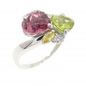 K18WG カラーストーン リング