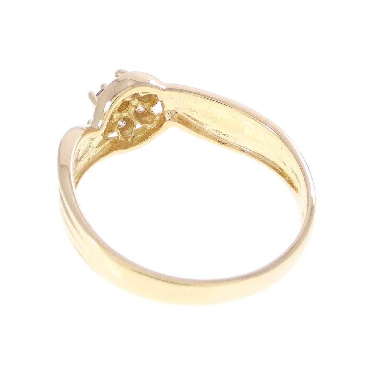 K18YG フラワー ダイヤモンド リング 0.15CT