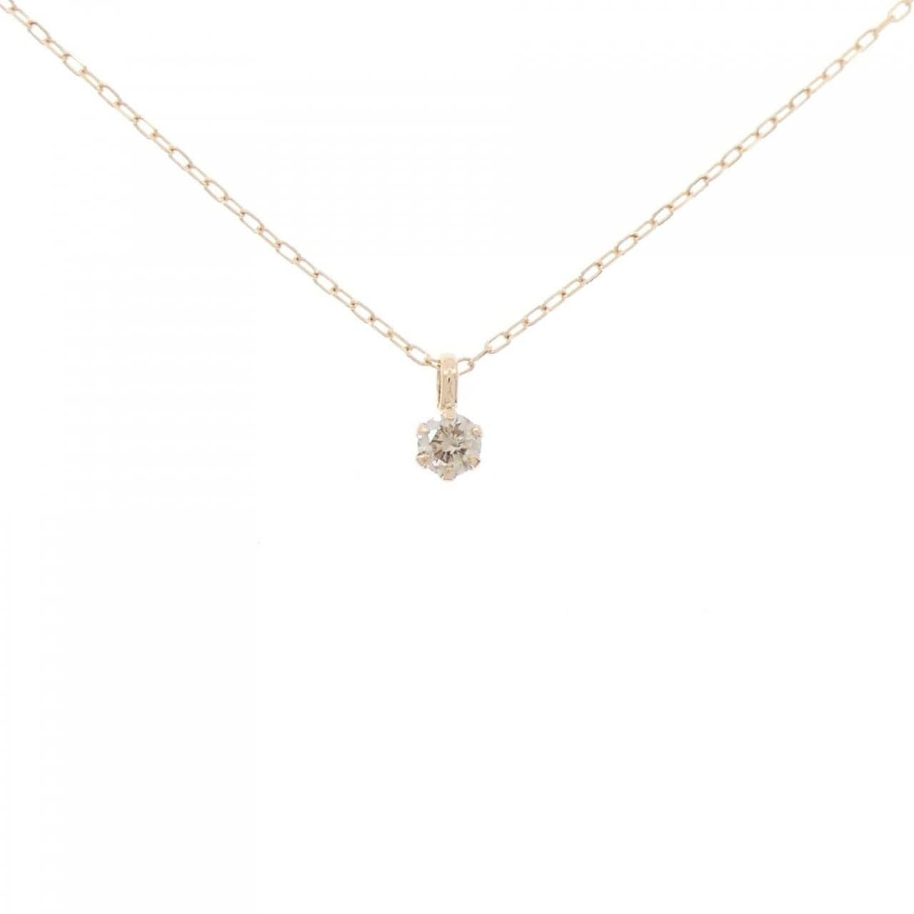 K18PG Solitaire Diamond Necklace 0.10CT