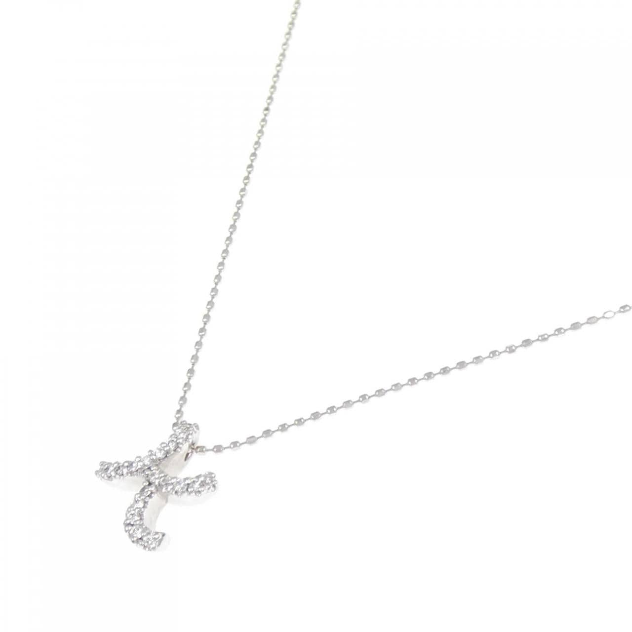 K18WG イニシャルK ダイヤモンド ネックレス 0.10CT