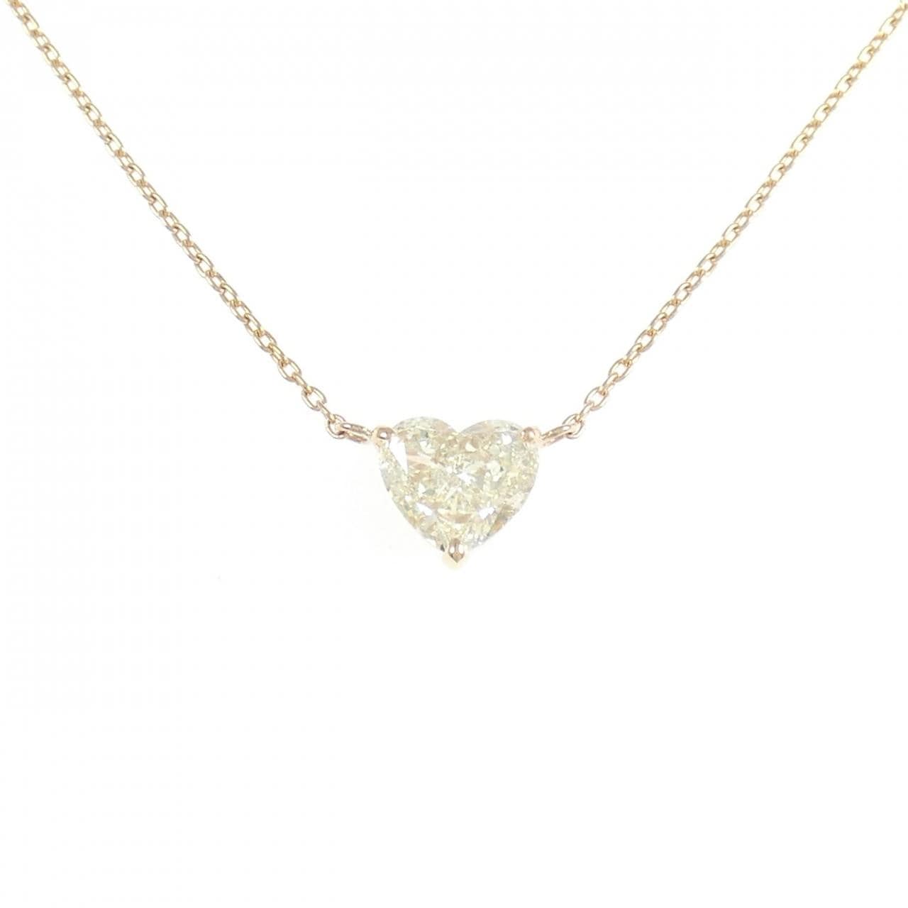 K18PG ダイヤモンド ネックレス 1.006CT L SI1 ハートシェイプ