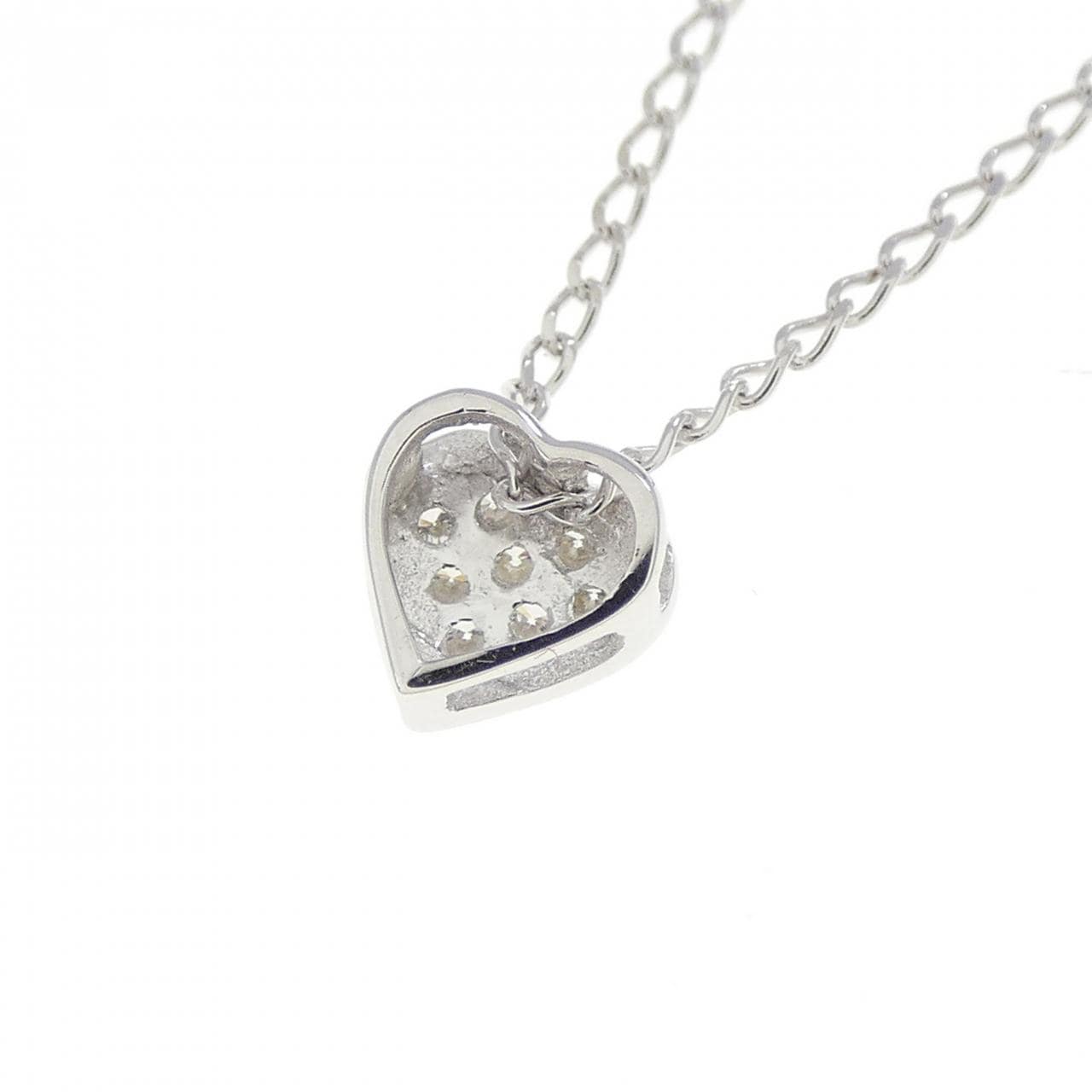 K10WG ハート ダイヤモンド ネックレス
