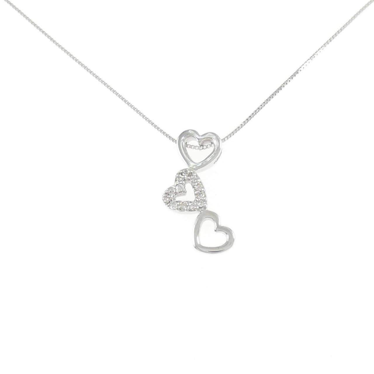 K18WG 心形钻石项链 0.08CT