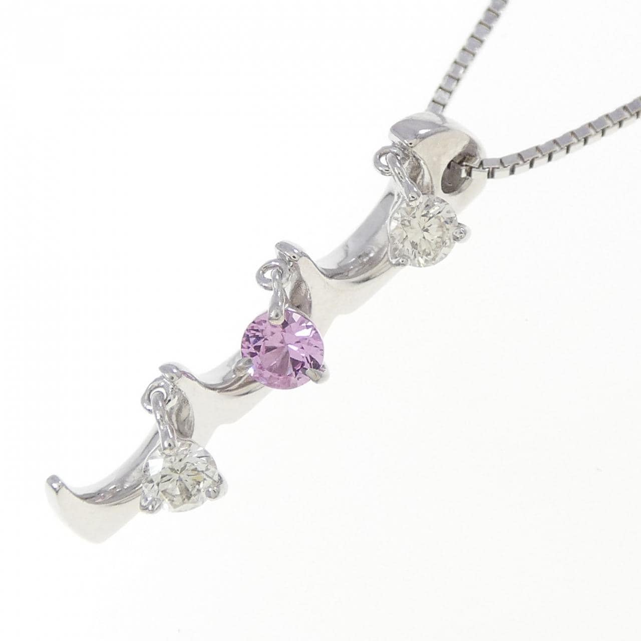 K18WG サファイヤ ネックレス 0.127CT