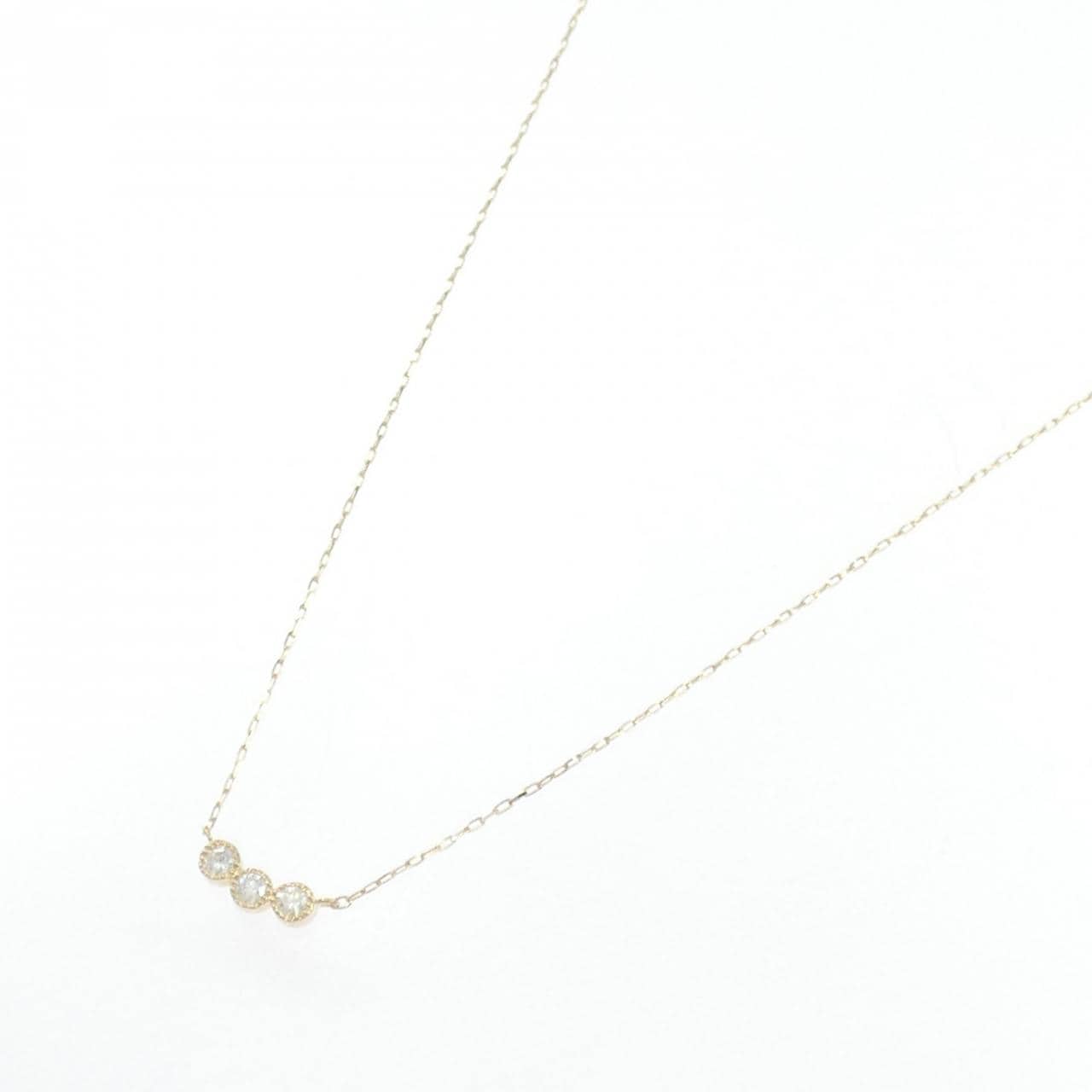 【再加工款】K18YG 三石鑽石項鍊 0.10克拉