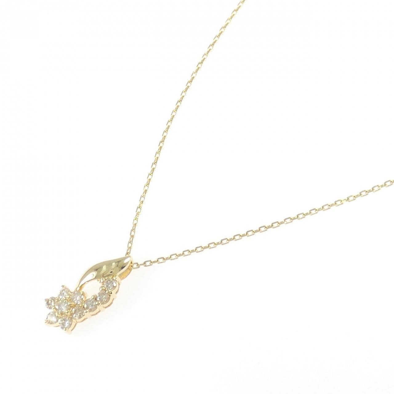 K18YG フラワー ダイヤモンド ネックレス 0.50CT