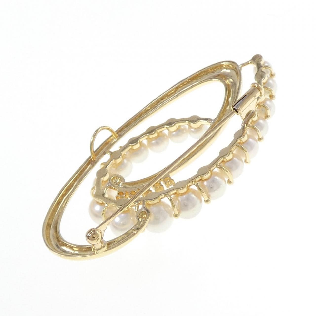K18YG Akoya pearl brooch