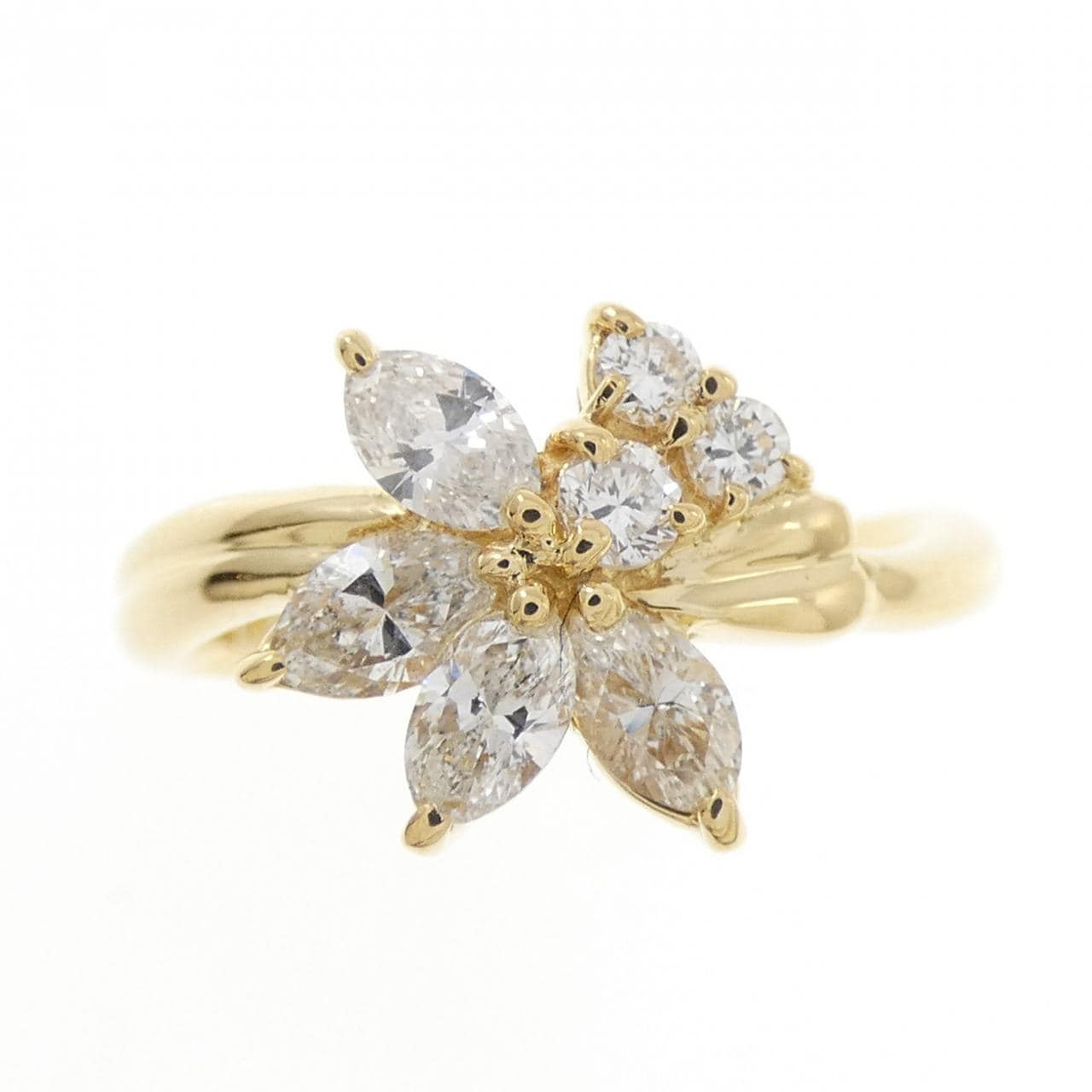 K18YG フラワー ダイヤモンド リング 0.72CT