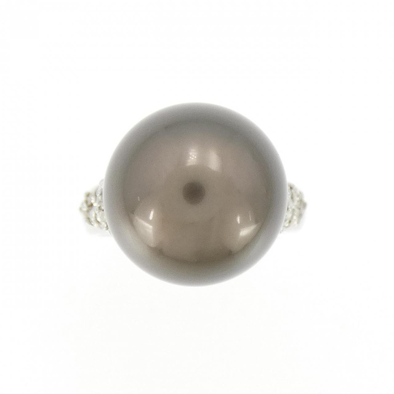 K18WG Black Pearl Ring 12.6mm