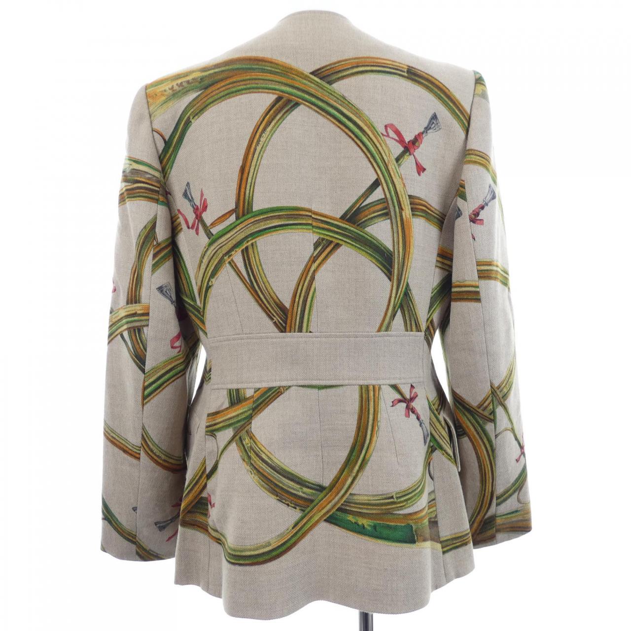 【ヴィンテージ】エルメス HERMES ホルンボタン ノーカラージャケット