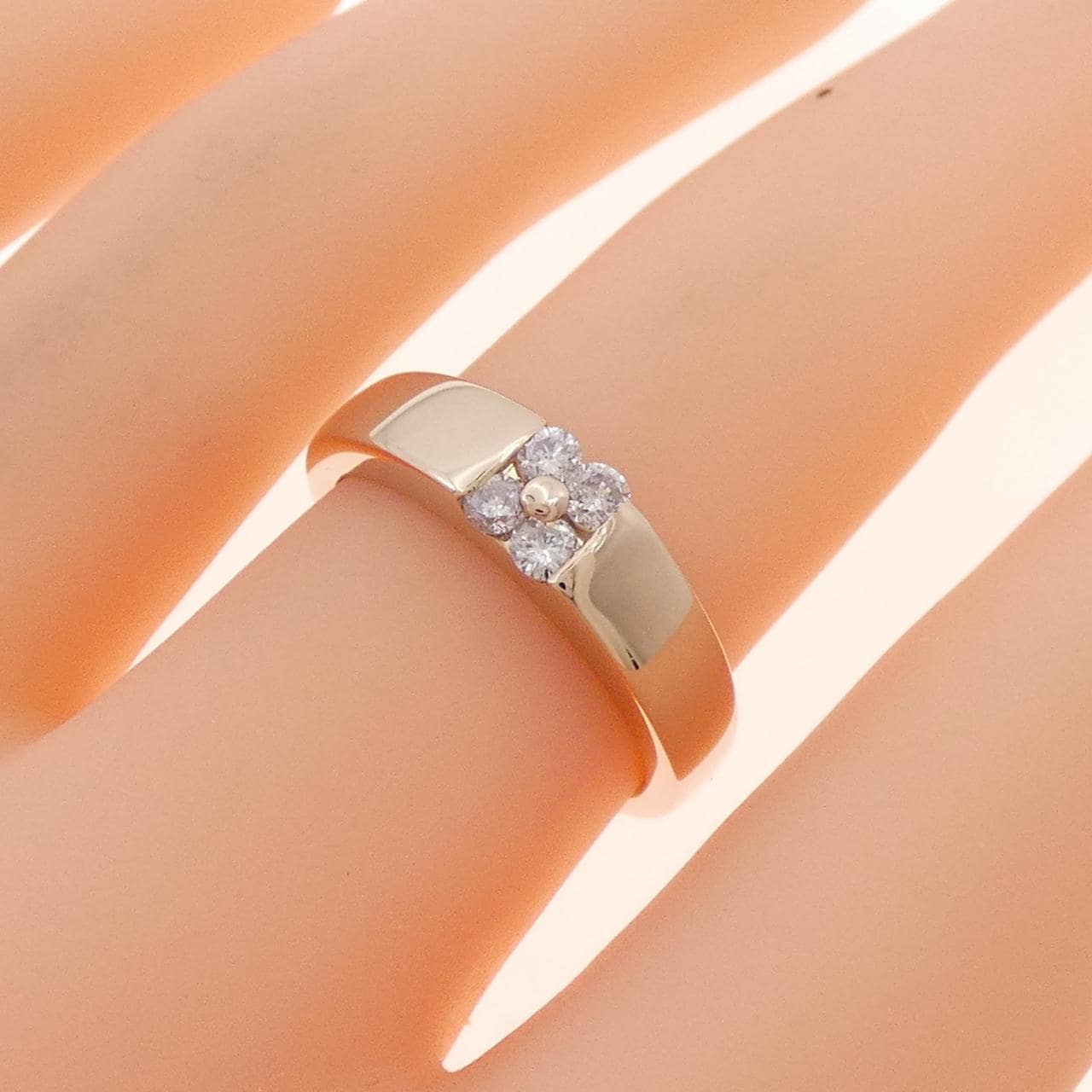 K18PG フラワー ダイヤモンド リング