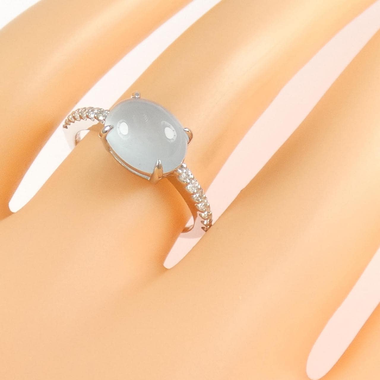 PT900 アクアマリンキャッツアイ リング 2.05CT