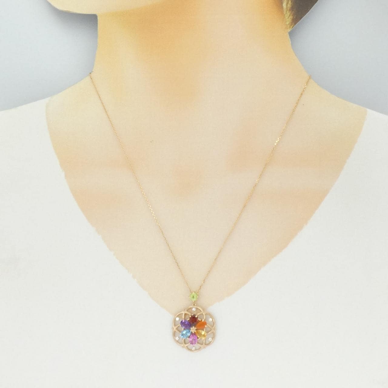 K18PG カラーストーン ネックレス