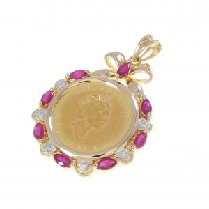 585YG/585WG(枠) ルビー コイン ペンダント