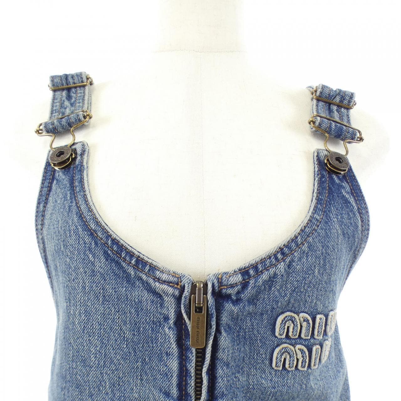 ミュウミュウ MIU MIU デニムxポプリン ファスナードレス GWA218 SOOO 16T1 ワンピース