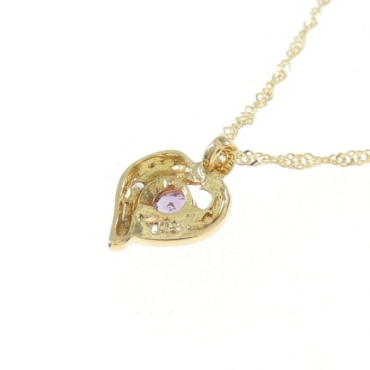 K18YG heart amethyst necklace