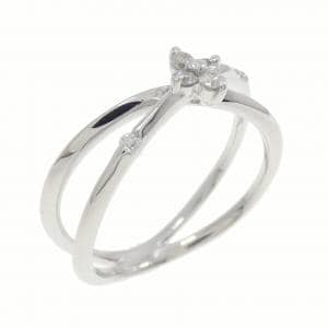 K18WG フラワー ダイヤモンド リング 0.10CT
