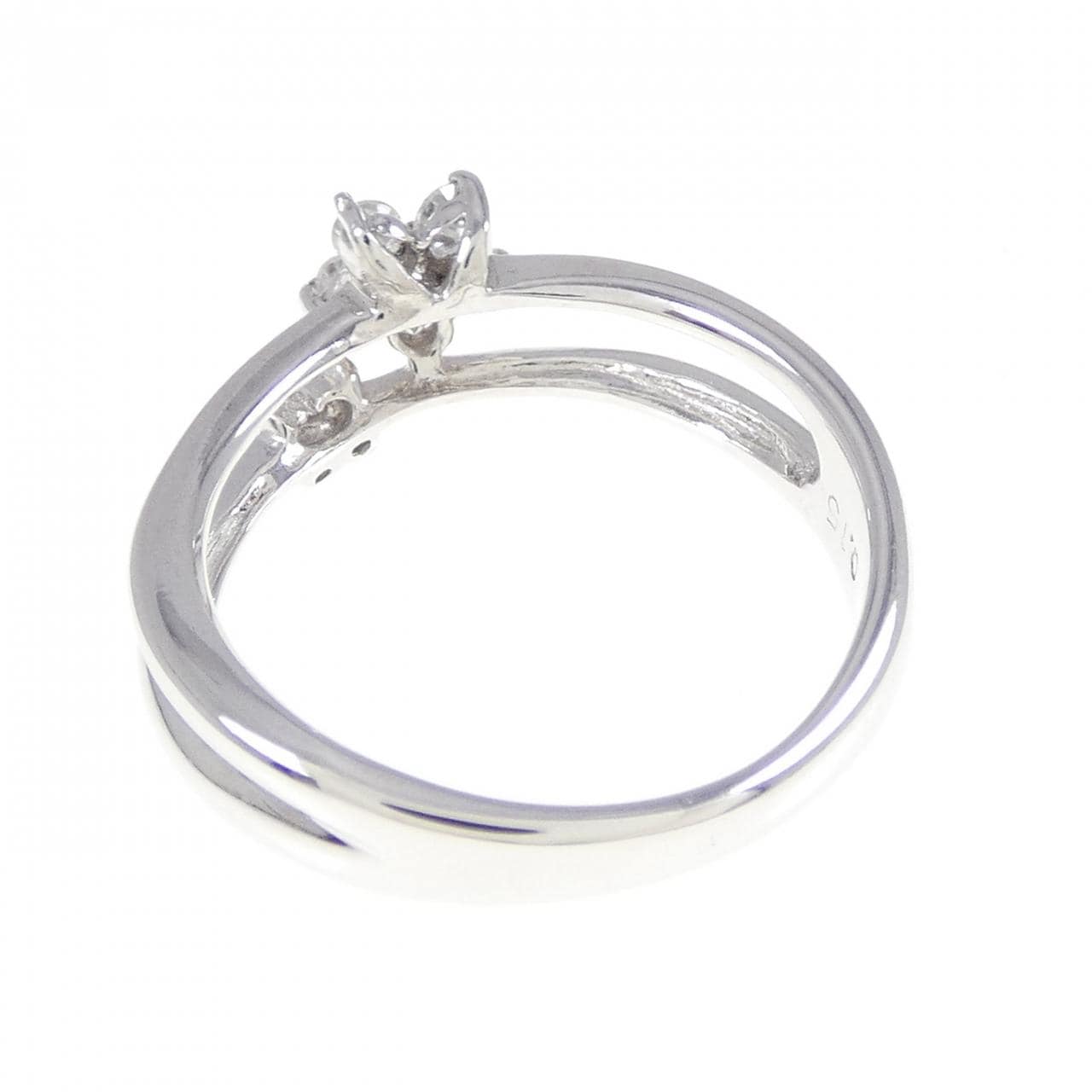 K14WG フラワー ダイヤモンド リング 0.15CT