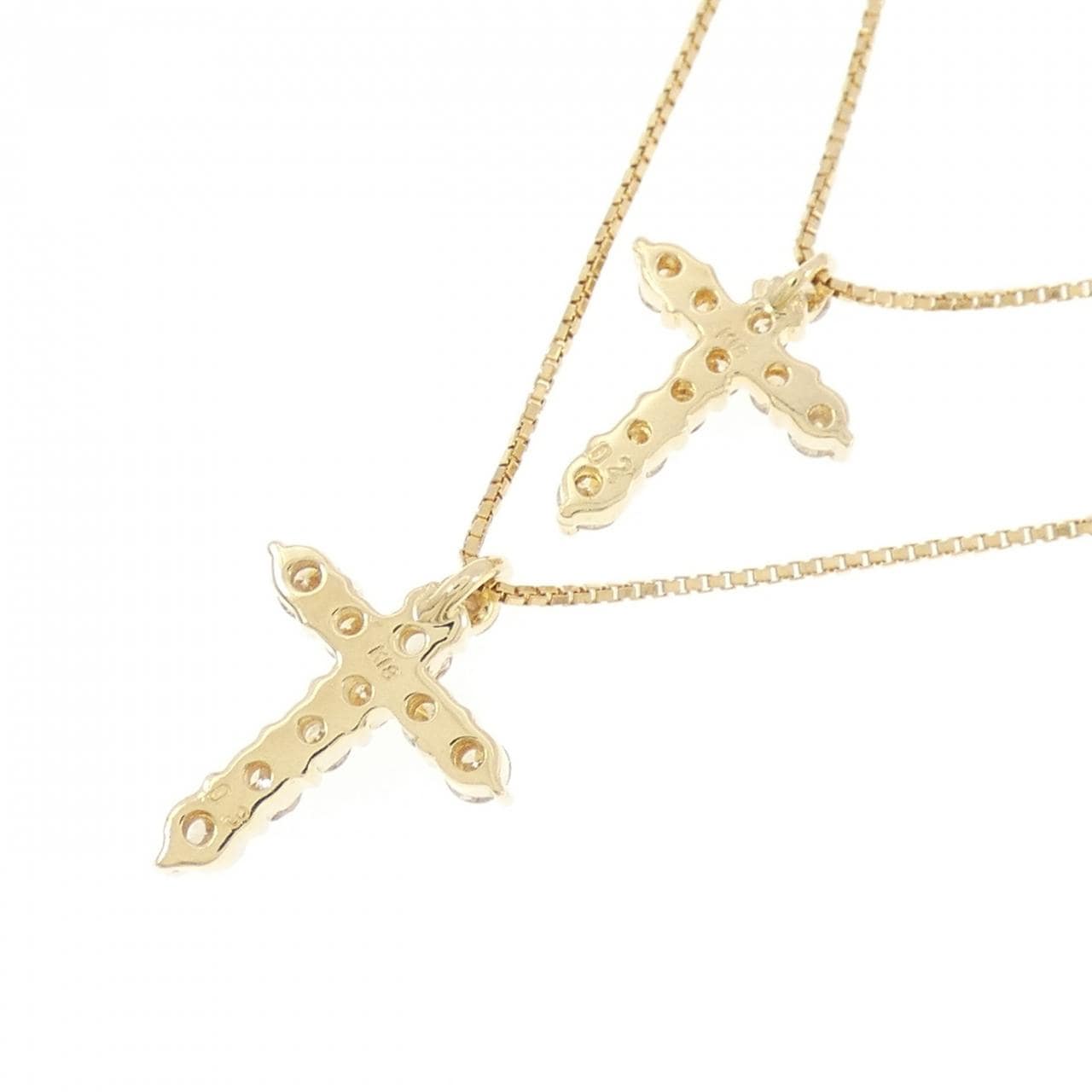 K18YG クロス ダイヤモンド ネックレス 0.5CT
