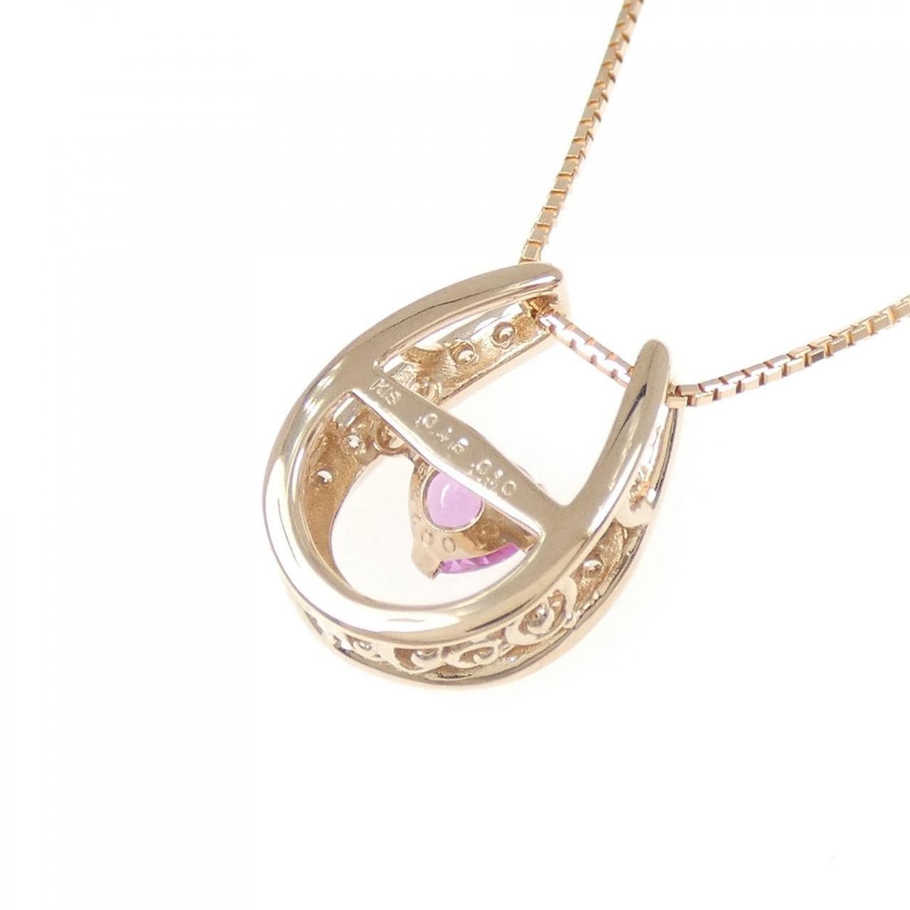 K18PG ハート サファイヤ ネックレス 0.45CT