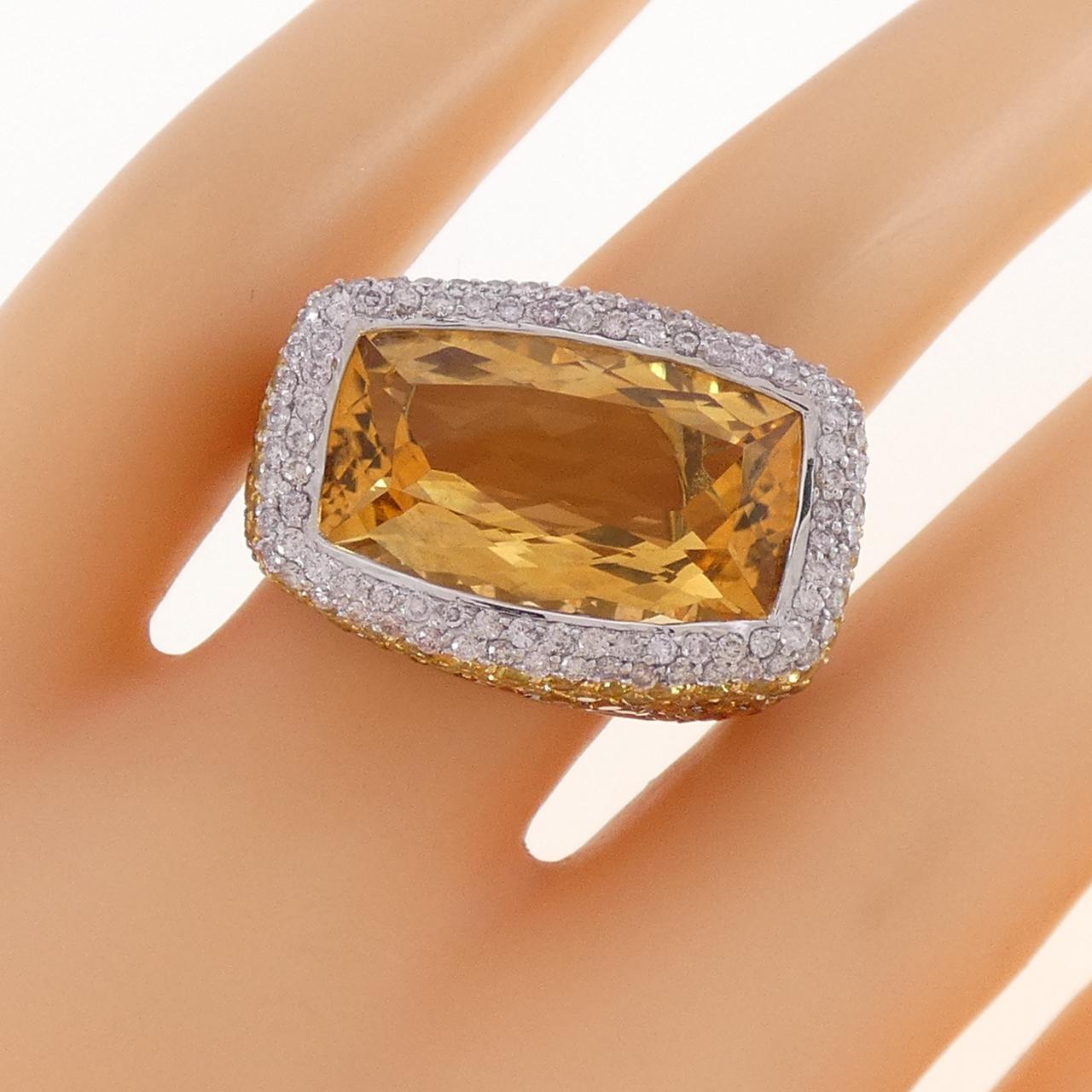 750スリーカラー シトリン リング 9.92CT