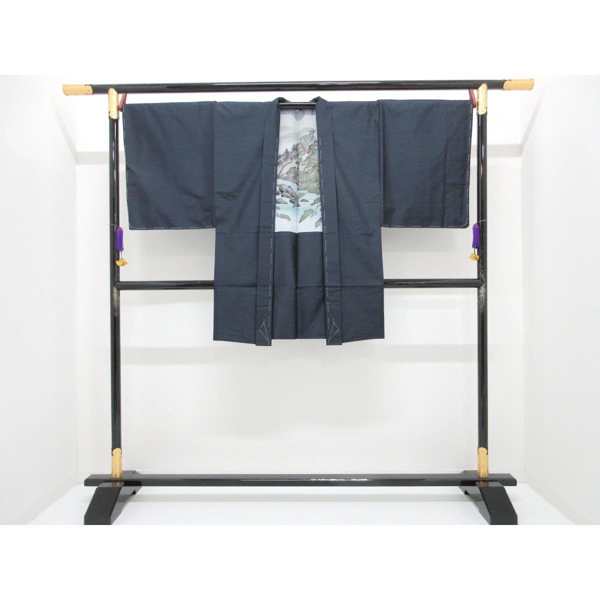 [未使用品] 男士大Ooshima Tsumugi春亞紡和服和羽織 2 件套
