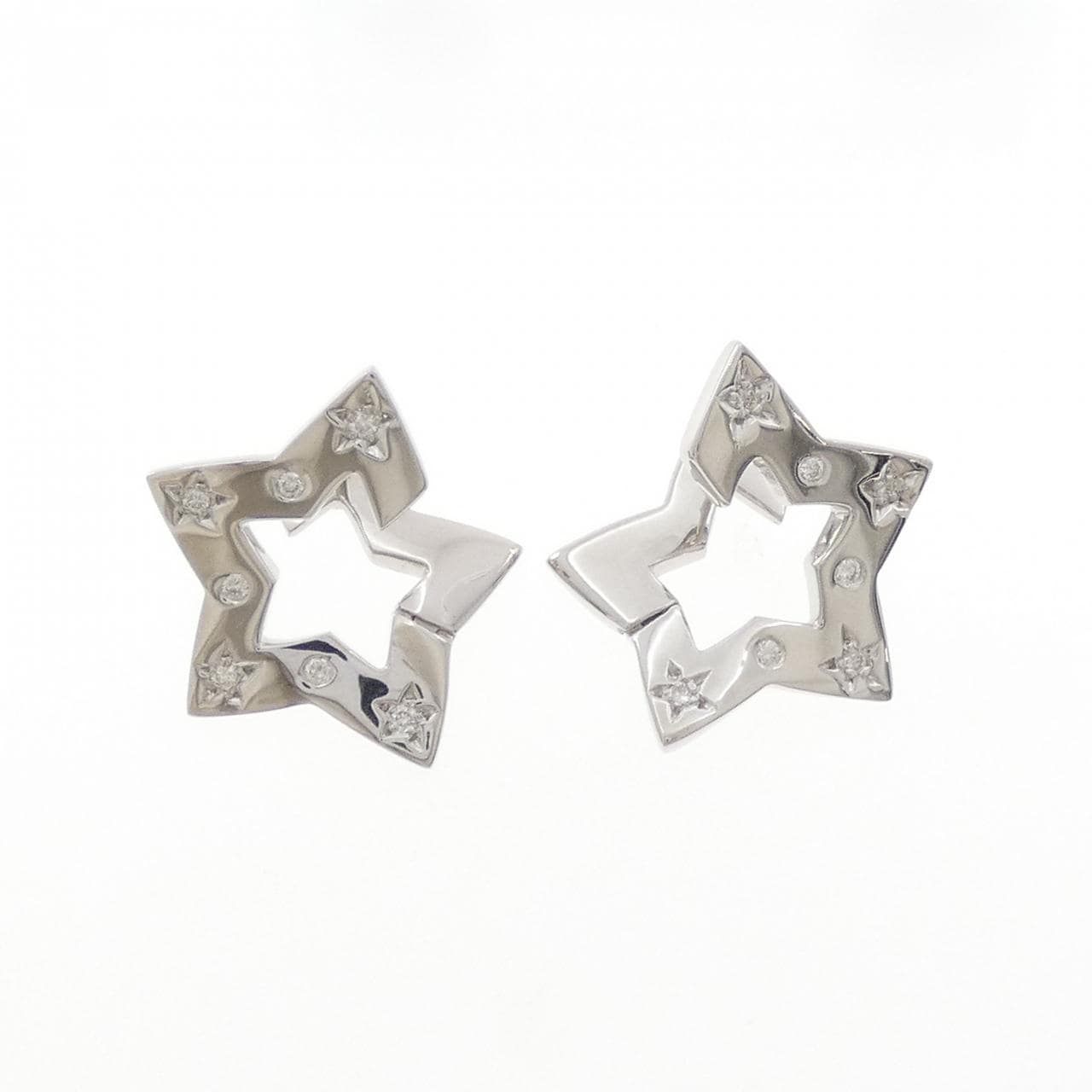 K18WG スター ダイヤモンド ピアス 0.20CT
